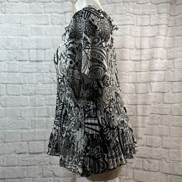 New York City Design Separates Sheer Blouse Women's 4XL Plus Size Paisley Shirt - Picture 3 of 7